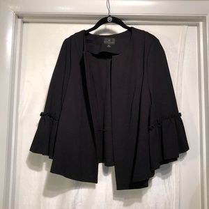 Worthington Ruffle Sleeve Open Blazer 0X, Black.